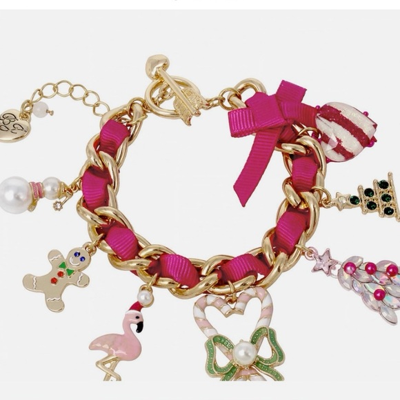 Betsey Johnson Jewelry - Festive Xmas Gold and Red Charm Bracelet